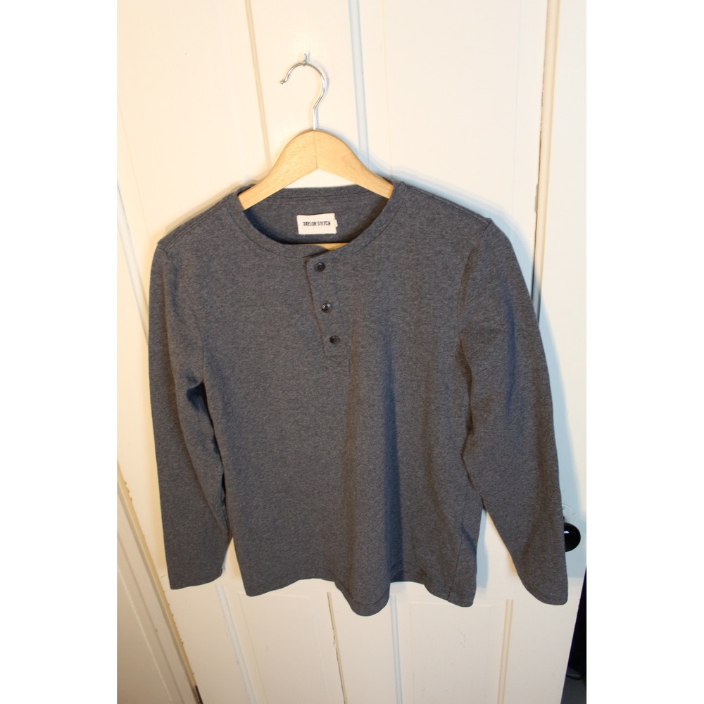 Taylor Stitch‎ Mens Long Sleeve Henley Shirt Size 38 Small Grey